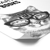 面白い猫の写真が描かれた「賢くなろう、本を読もう」ポスター ポスター (角)