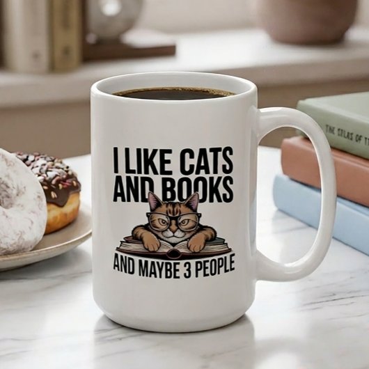 面白い猫の反社会的なキティの内向的な本の愛好家 コーヒーマグカップ