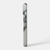 面白い猫の叫びミーム 白黒 iPhone カー 15ケース (左側面)