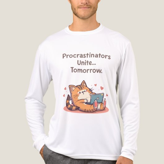 面白い猫の名言 – 怠け者の大学 トライブレンドＴシャツ (正面)