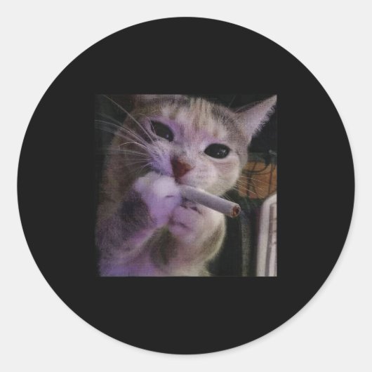 面白い猫の喫煙, シガレットキティ Gen Z メーム, 猫 ラウンドシール (正面)