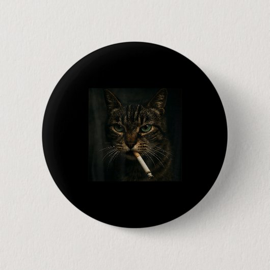 面白い猫の喫煙, タバコを吸う猫のGen Zミーム, 猫 缶バッジ (正面)