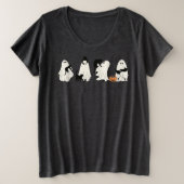 面白い猫の幽霊 プラスサイズTシャツ (デザイン正面)