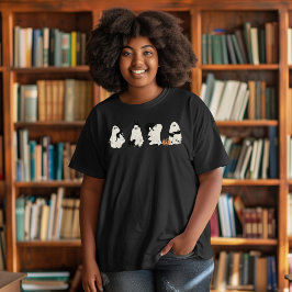 面白い猫の幽霊 プラスサイズTシャツ