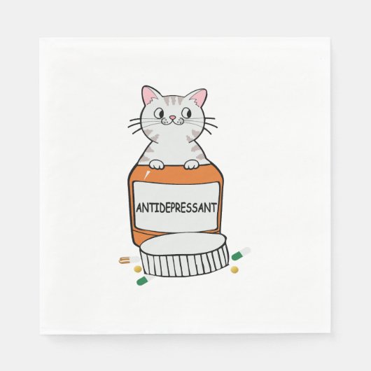 面白い猫の引用 抗うつ猫好き スタンダードランチョンナプキン (正面)