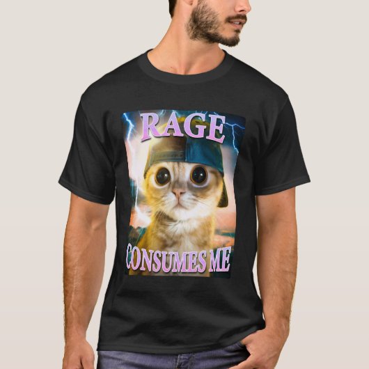 面白い猫の怒りが私を支配する Tシャツ (正面)