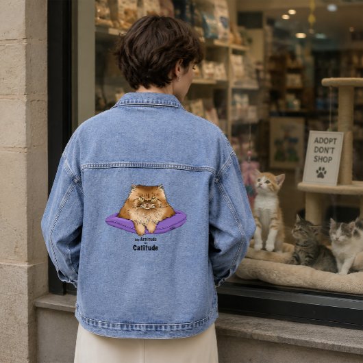 面白い猫の態度 デニムジャケット