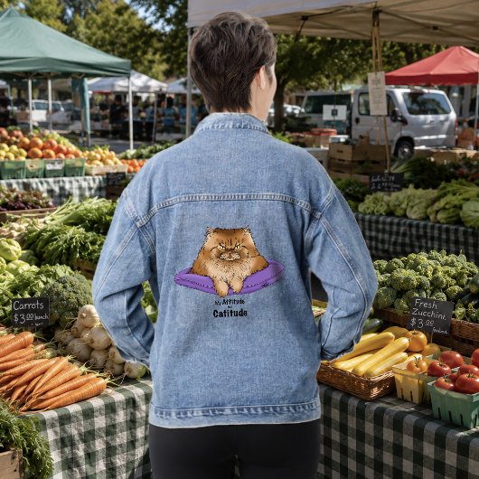 面白い猫の態度 デニムジャケット