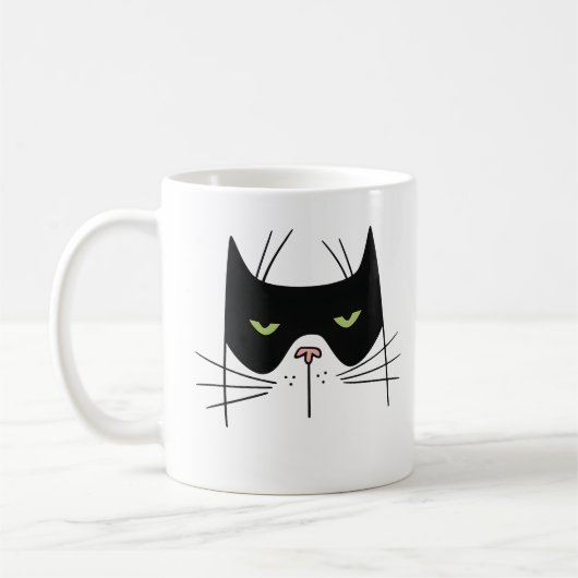 面白い猫の朝の挨拶マグカップ コーヒーマグカップ (左)