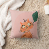 面白い猫の植物の葉のキャラクター クッション (ブランケット)