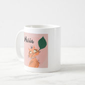 面白い猫の植物の葉のキャラクター コーヒーマグカップ (正面左)