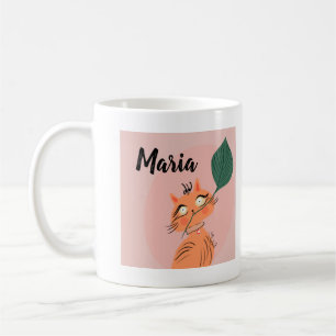 面白い猫の植物の葉のキャラクター コーヒーマグカップ