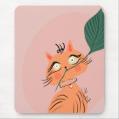 面白い猫の植物の葉のキャラクター マウスパッド (正面)