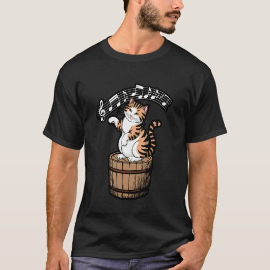 面白い猫の楽譜デザイン Tシャツ (正面)