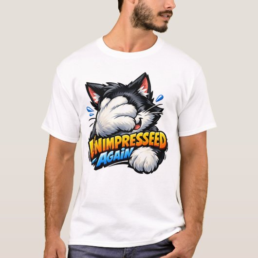 面白い猫の無関心Tシャツ - 怒った猫 Tシャツ (正面)