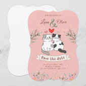 面白い猫の結婚式招待状 招待状 (正面/裏面)