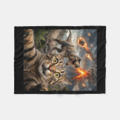 面白い猫の自撮りティラノサウルス フリースブランケット (正面(横))