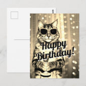 面白い猫の誕生日お祝いメッセージ ポストカード (正面/裏面)