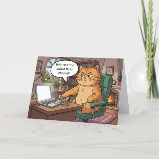 面白い猫の誕生日カード カード (正面)