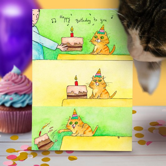 面白い猫の誕生日グリーティングカード カード