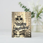 面白い猫の誕生日トースト ポストカード (スタンド正面)