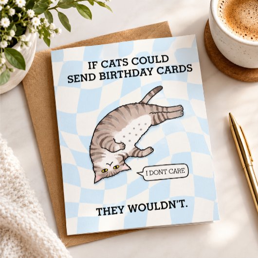 面白い猫の誕生日印刷可能グッズ カード