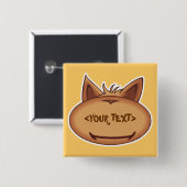 面白い猫の顔<YOUR TEXT> 缶バッジ (正面&裏面)