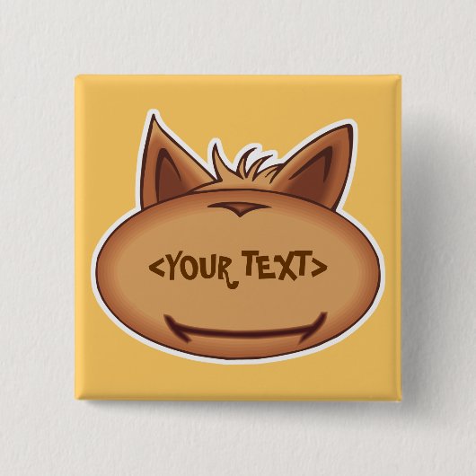 面白い猫の顔<YOUR TEXT> 缶バッジ (正面)