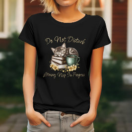 面白い猫の「邪魔しないで」デザイン Tシャツ