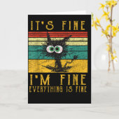 面白い猫のTシャツ、問題ない 私は大丈夫 みんな大丈夫 カード (黄色い花)