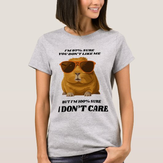 面白い猫のTシャツ 女性用 - 気の強い"どうでもいい" Tシャツ (正面)