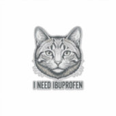 面白い猫イブプロフェン ビンテージの彫刻デザイン_1 シール (正面)