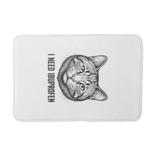面白い猫イブプロフェン ビンテージ風の彫刻デザイン_1 バスマット (正面)