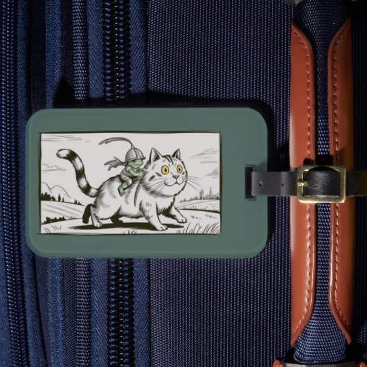 面白い猫カエルミーム中世のビンテージ ラゲッジタグ (正面インサイチュ4)
