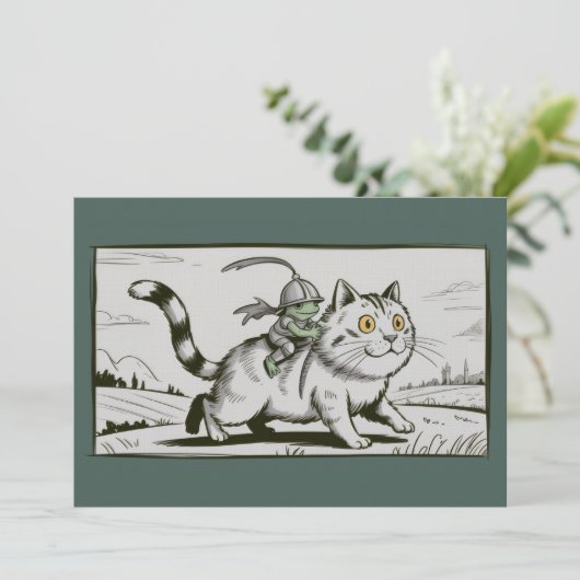 面白い猫カエルミーム中世のビンテージ 招待状 (スタンド正面)