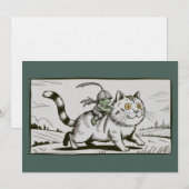 面白い猫カエルミーム中世のビンテージ 招待状 (正面/裏面)
