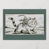 面白い猫カエルミーム中世のビンテージ 招待状 (正面)