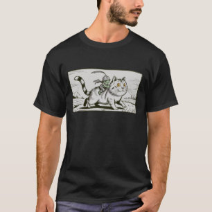 面白い猫カエルミーム中世のビンテージ Tシャツ