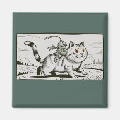 面白い猫カエルミーム中世ビンテージ マグネット (正面)