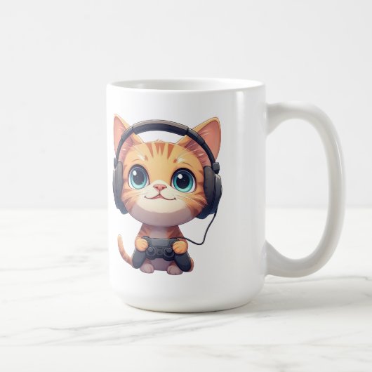 面白い猫ゲーマー - 猫好き&ゲーマーへのギフト コーヒーマグカップ (右)