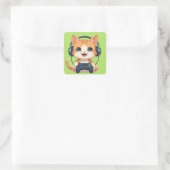 面白い猫ゲーマー - 猫好き&ゲーマーへのギフト スクエアシール (バッグ)