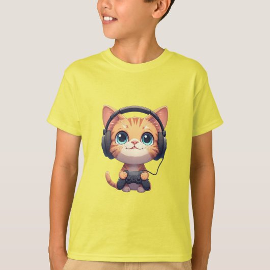 面白い猫ゲーマー - 猫好き&ゲーマーへのギフト Tシャツ (正面)