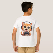 面白い猫ゲーマー - 猫好き&ゲーマーへのギフト Tシャツ (裏面フル)