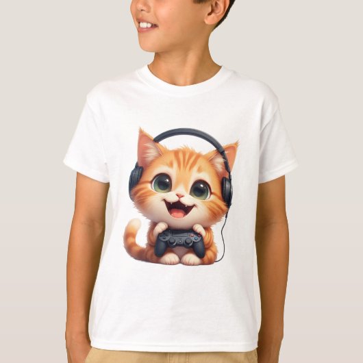 面白い猫ゲーマー - 猫好き&ゲーマーへのギフト Tシャツ (正面)