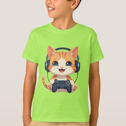 面白い猫ゲーマー - 猫好き&ゲーマーへのギフト Tシャツ (正面)