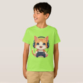 面白い猫ゲーマー - 猫好き&ゲーマーへのギフト Tシャツ (正面フル)