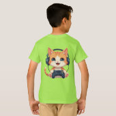 面白い猫ゲーマー - 猫好き&ゲーマーへのギフト Tシャツ (裏面フル)