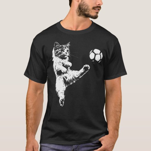 面白い猫サッカー Tシャツ (正面)