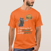 面白い猫バーガーのTシャツ | スリムか幸せかの迷い Tシャツ (正面)