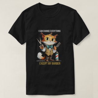 面白い猫バーバーTシャツ Tシャツ